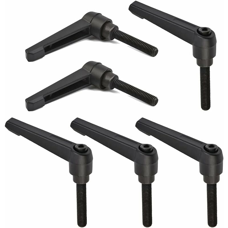 6 Stück Klemmhebelgriffe M8, Verstellbare Maschinenhebel 32 Mm Mit Außengewinde Aus Edelstahl M8 (schwarz)