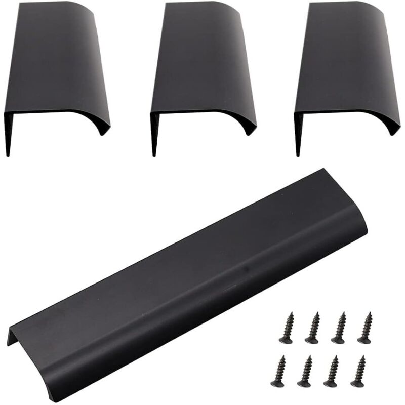 Versteckter Aluminiumgriff, 4er-set Unsichtbare Möbelgriffe Aus Aluminiumlegierung Für Küchenschränke, Wohnzimmer (200x40mm) (schwarz)