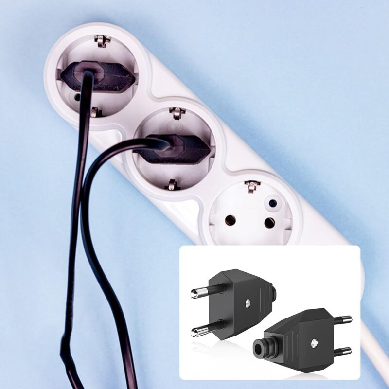Flache Elektrische Stecker, Europäische Stecker, Flacher Europäischer Netzstecker 250v 2.5a Mit Schraubendreher, Anwendungen: Stecker Für Haushaltsgeräte, 2 Stück (schwarz)