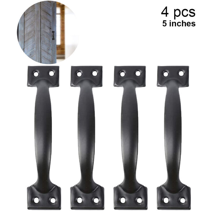 4er-pack Scheunentürgriffe, Türgriffe Für Holzzäune, Vintage-schrankgriff Für Küchenschränke, Möbel, Schubladen, Schrankbeschläge, 5 Zoll, Schwarz