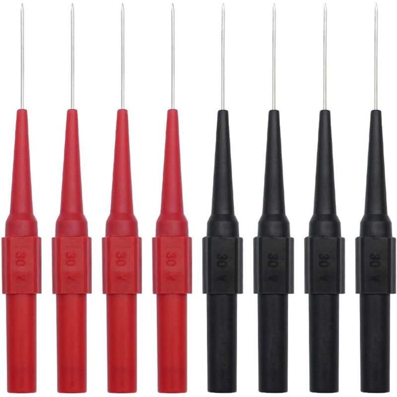Satz Von 8 Multimeter-prüfspitzen Mit Edelstahl-spitzen (0,7 X 20 Mm), Ideal Zum Durchdringen Der Isolierung Für Multimeter, Labore, Elektriker Und Profis – Schwarz Und Rot