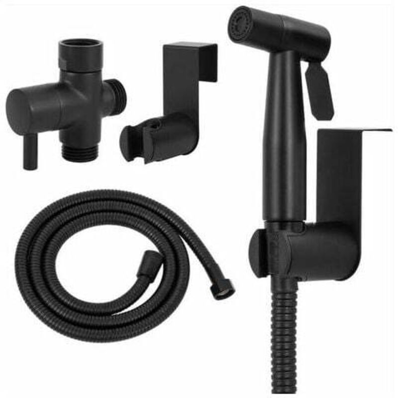 Doccetta Toilette, Doccetta Wc Kit Komplett Schwarz, Wc-duschset, Sprühkopf Für Die Tägliche Körperhygiene, Toilettendusche Mit Schlauch, Schwarz, 700g