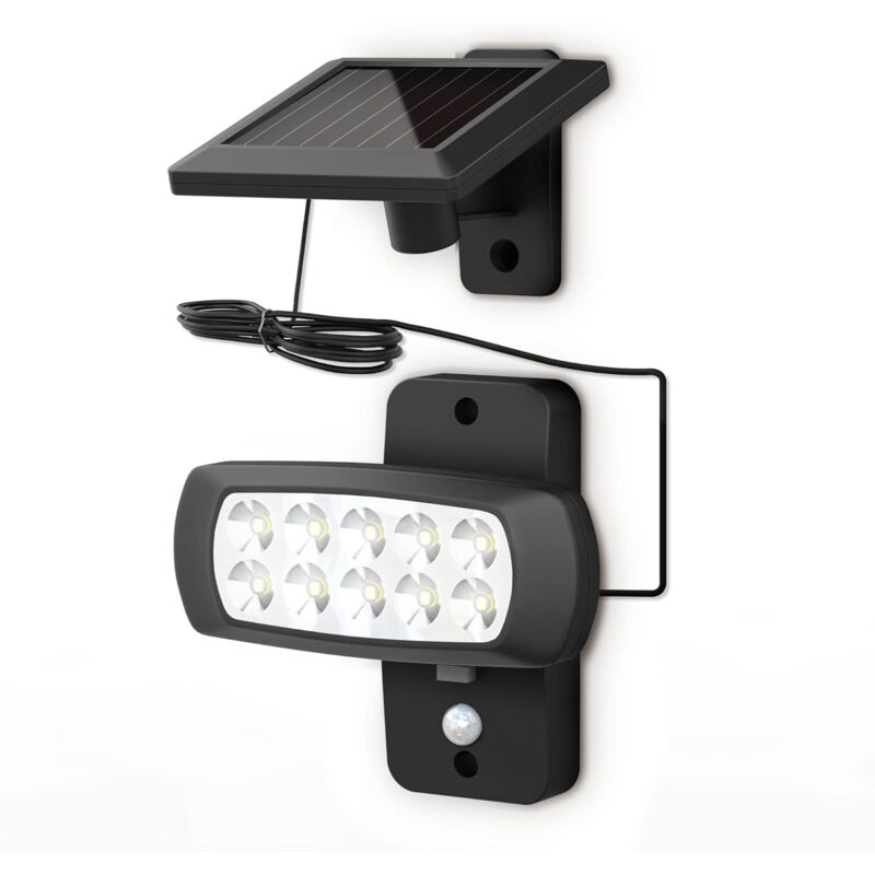 Led-außenstrahler Ip44 Mit Pir-bewegungsmelder, Wandstrahler Für Haus, Terrasse Und Balkon, Schwarz, Spritzwassergeschützt, Kaltweißes Licht 6500k