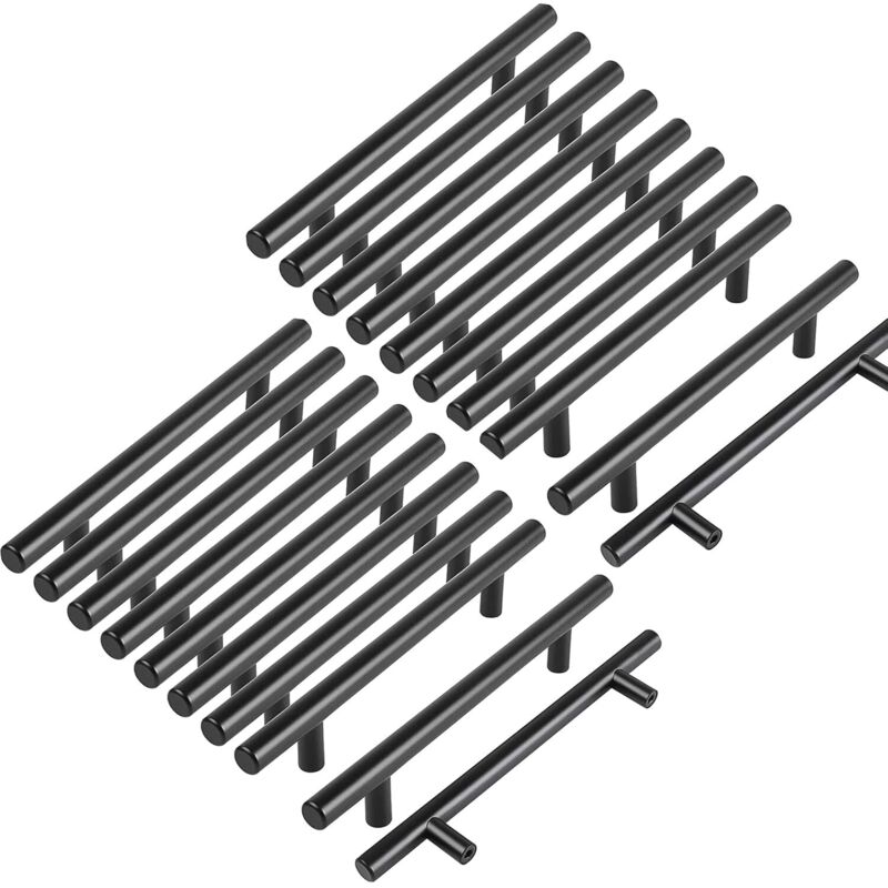 20 Schwarze Möbelgriffe, Schwarze Griffe Für Küchenschränke, Schwarze T-griffe, Schwarze Schubladengriffe, Lochabstand 128 Mm