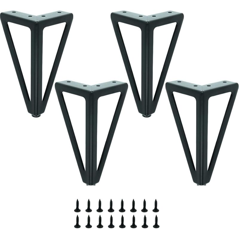 Set Aus 4 Schwarzen Metall-tischbeinen – Austauschbare Möbelbeine Für Couchtische, Tv-möbel, Sofas, Betten Und Andere Möbel – Inklusive Schrauben (15 Cm)