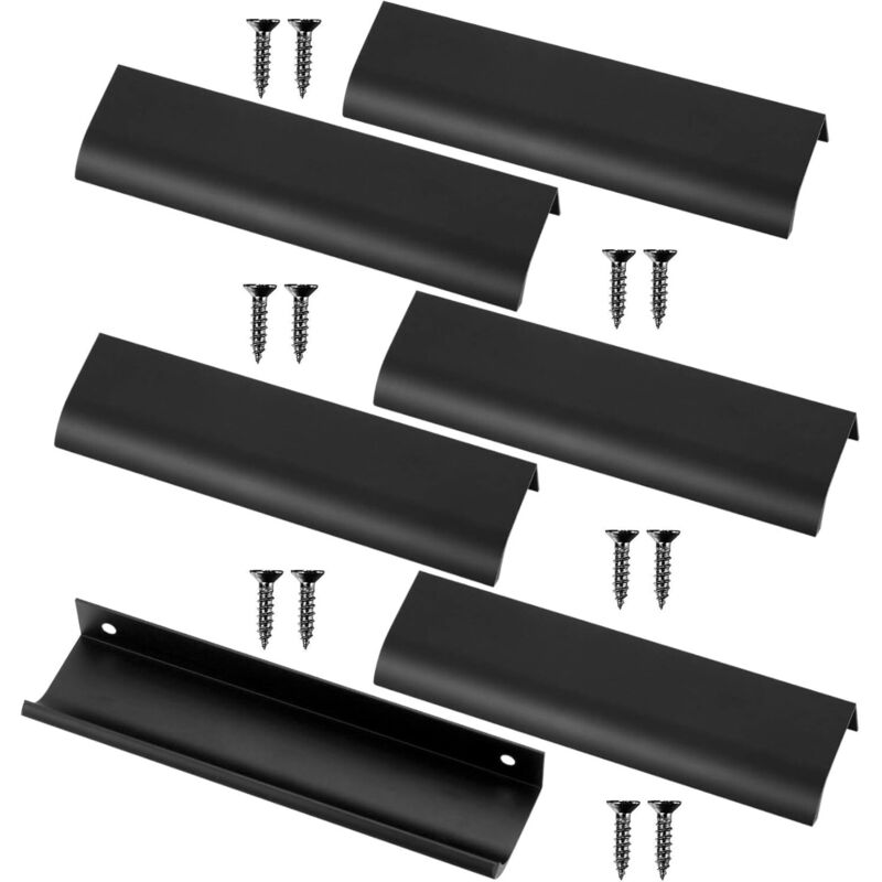 Set Aus 6 Möbelgriffen, Schubladengriffe, Griffe Für Küchenschranktüren, Versenkbare Griffe Für Schranktüren (128 Mm, Schwarz)