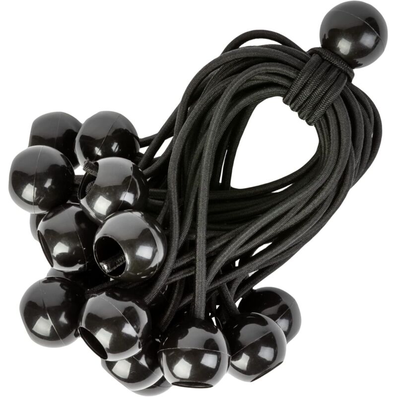 Elastische Seile Mit Kugelenden - 25er Pack, 23 Cm - Universelle Elastische Seile Mit Verschlüssen - Robustes Gummiband, Ideal Für Camping, Gepäck Und Planen - Schwarz