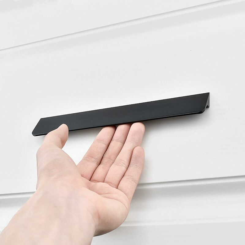 Set Aus 10 Türgriffen, 96 Mm – Gebürstetes Schwarzaluminium – Lochabstand 96 Mm – Für Küchenschränke, Schränke, Schubladen