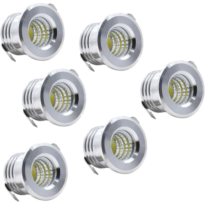 Set Aus 6 Schwarzen Mini-einbau-led-spots – 3w Kaltweiß – Einfache Installation Für Decken Und Schränke – Kompatibel Mit 85-265v