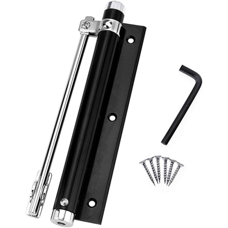 Leichter Aluminium-türschließer, Verstellbar, Automatisch, Aufputzmontage, Tragkraft 45 Kg (schwarz)