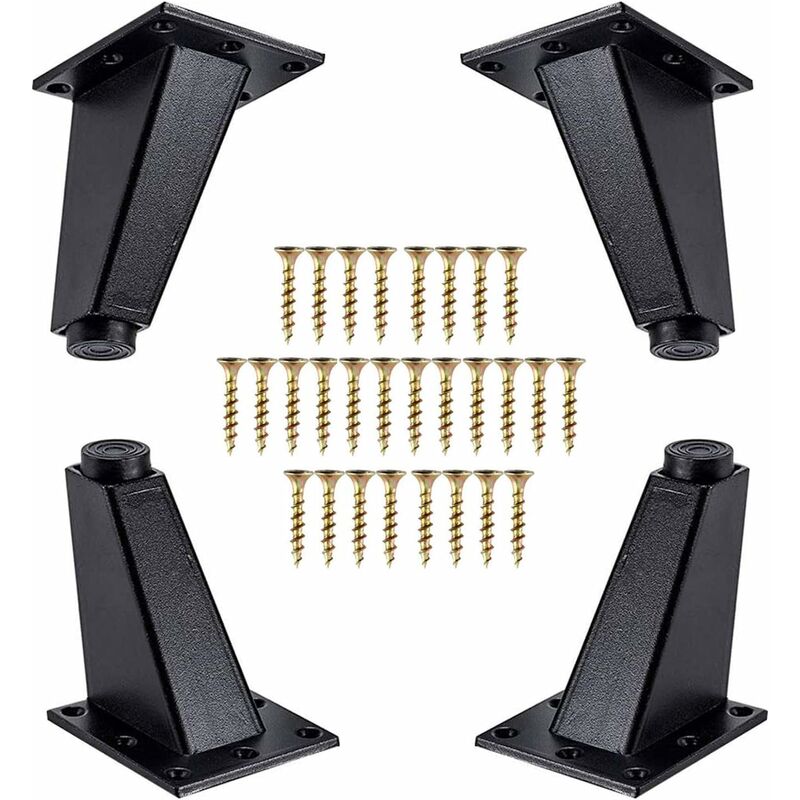 Set Aus 4 Schwarzen Metallmöbelfüßen, 80 Mm – Ersatzbeine Für Sofa, Kommode, Schrank – Montageschrauben Enthalten – Tragfähigkeit 115 Kg