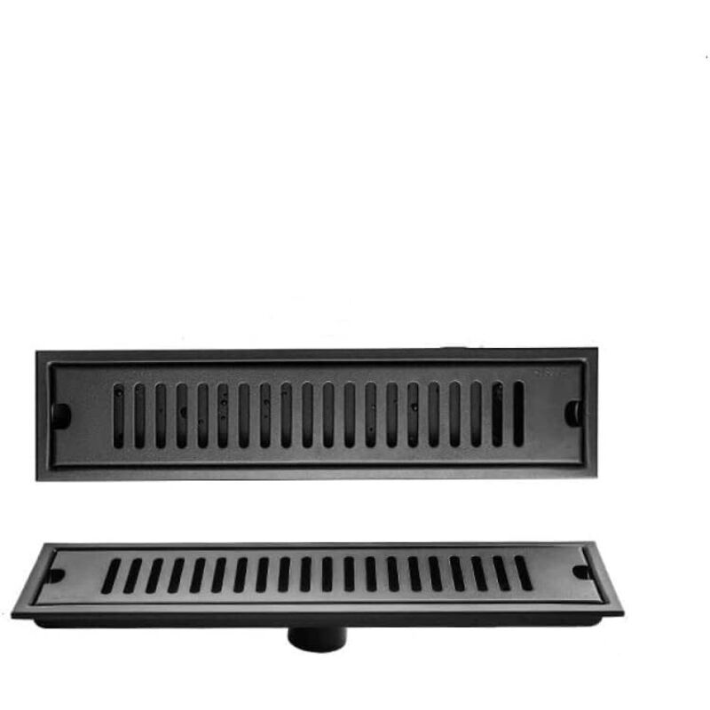 Rechteckiger Abfluss Aus Edelstahl 304, Ofenlackiert, Schwarz, Für Bad, Dusche Und Boden. Länge 20-50 Cm, Seite 40x10 Cm.