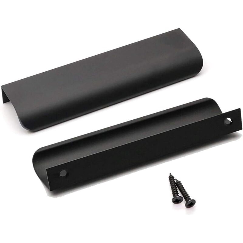 10er Set Schwarze Möbelgriffe Für Küche, Schwarze Küchengriffe, Schwarze Profilgriffe, Schwarze Schrankgriffe Aus Aluminiumlegierung, Lochabstand 128 Mm, Länge 150 Mm (schwarz)