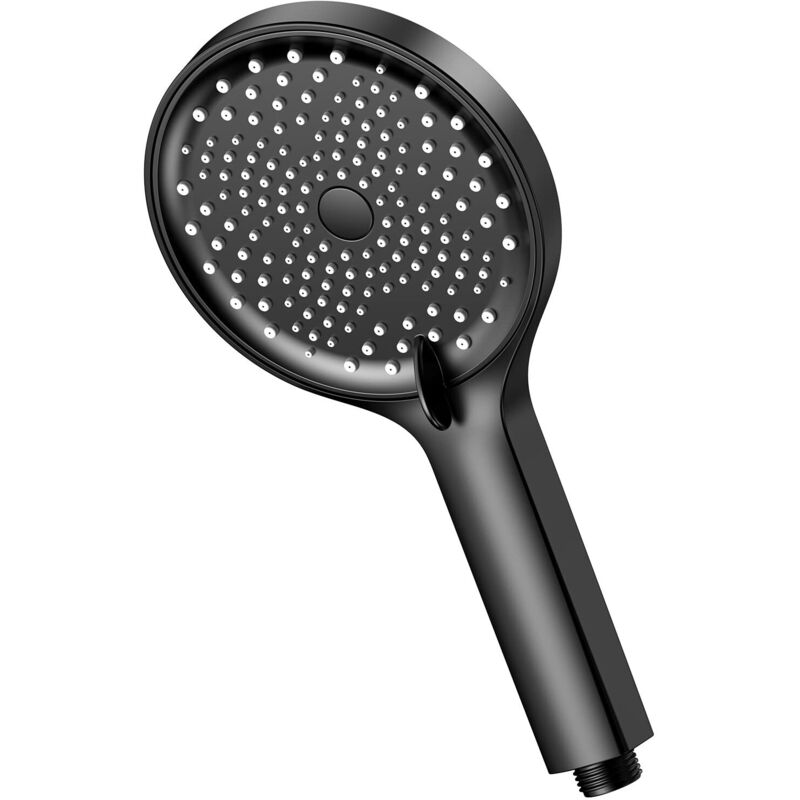 Wassersparender Duschkopf, Hochdruck-duschkopf, Großer Wassersparender Duschkopf (durchmesser 130 Mm) - Mit 3 Strahlarten - Hochdruck-handbrause, Schwarz, 9 L/min