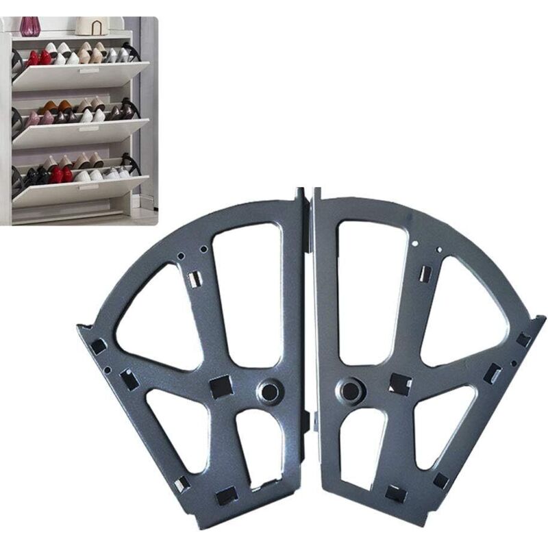 Set Aus 2 Edelstahl-scharnieren Für Schuhschrank Mit Klappgestell Und Schuhablage - Schwarz