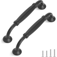 Set Aus 12 Europäischen Vintage-schrankgriffen, Antike Schubladengriffe Für Küche Und Schlafzimmer, 128 Mm Lochabstand - Schwarz