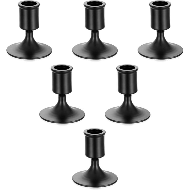 Schwarzer Kerzenleuchter Halloween - 6er Set Kleine Dekorative Metall-kerzenhalter Für Hochzeit, Säulenkerzen, Weihnachtsdekoration, Zuhause, Advent, Moderne Tischdekoration