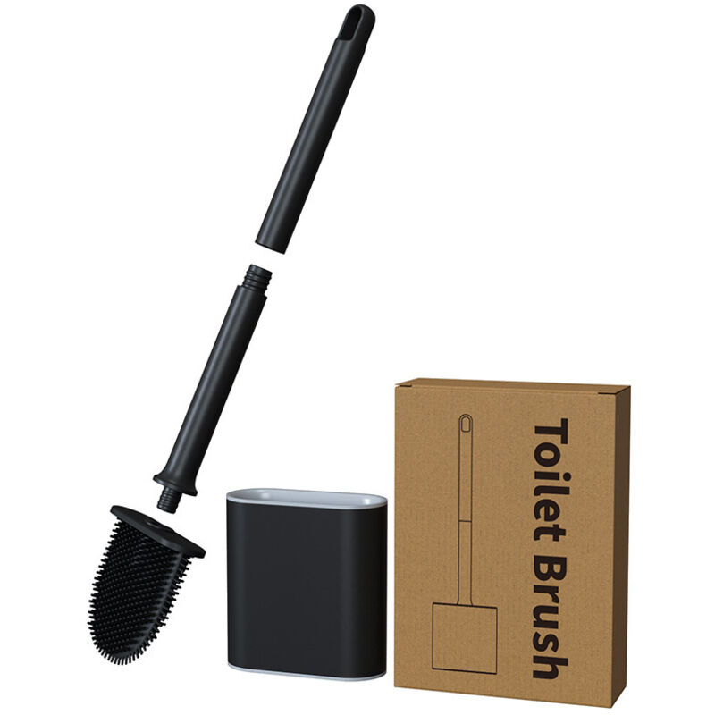 Silikon-toilettenbürste Mit Halter, Antibakterielle Und Hygienische Toilettenbürste, Schwarz