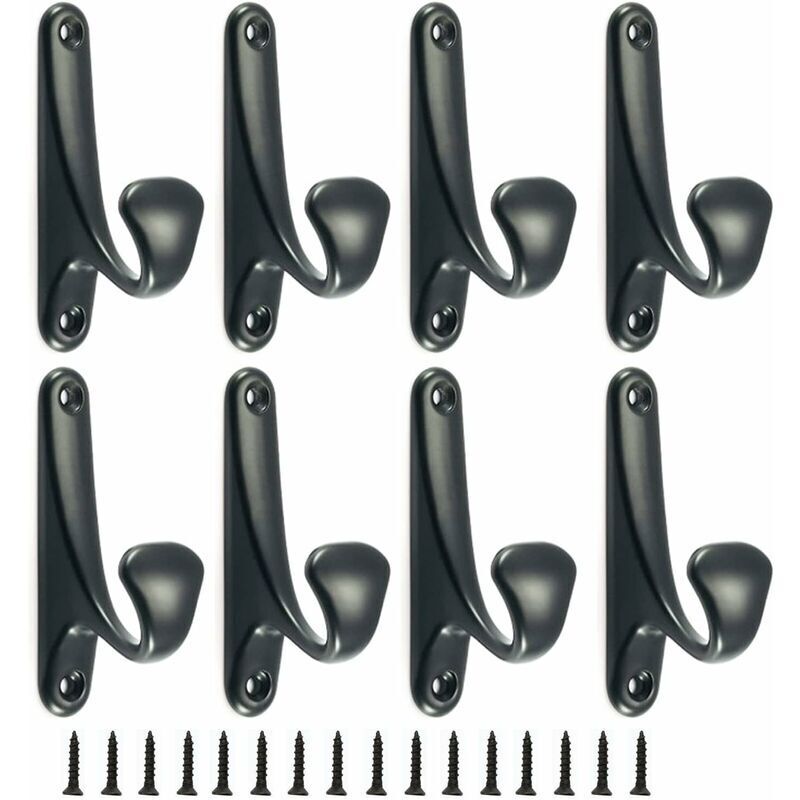 8 Stück Metall-kleiderhaken, Wandhaken Mit Montageschrauben, Einfache Haken Für Badezimmer, Küche, Schlafzimmer, Eingangsbereich (schwarz)