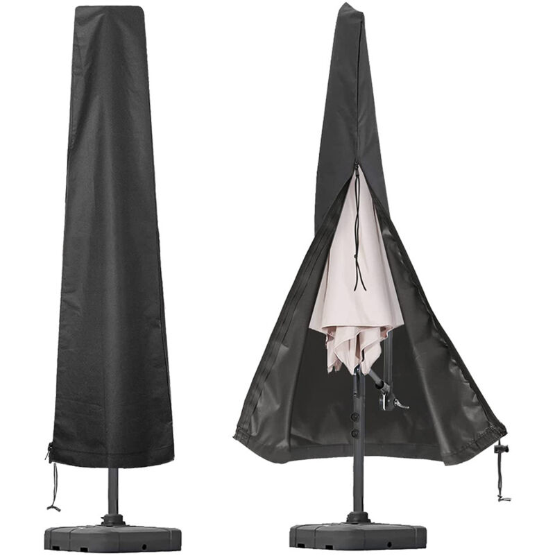 Schwarze Wasserdichte Schutzhülle Aus 210d Für Sonnenschirm, 190 X 50 X 30 Cm, Mit Reißverschluss Und Kordelzug