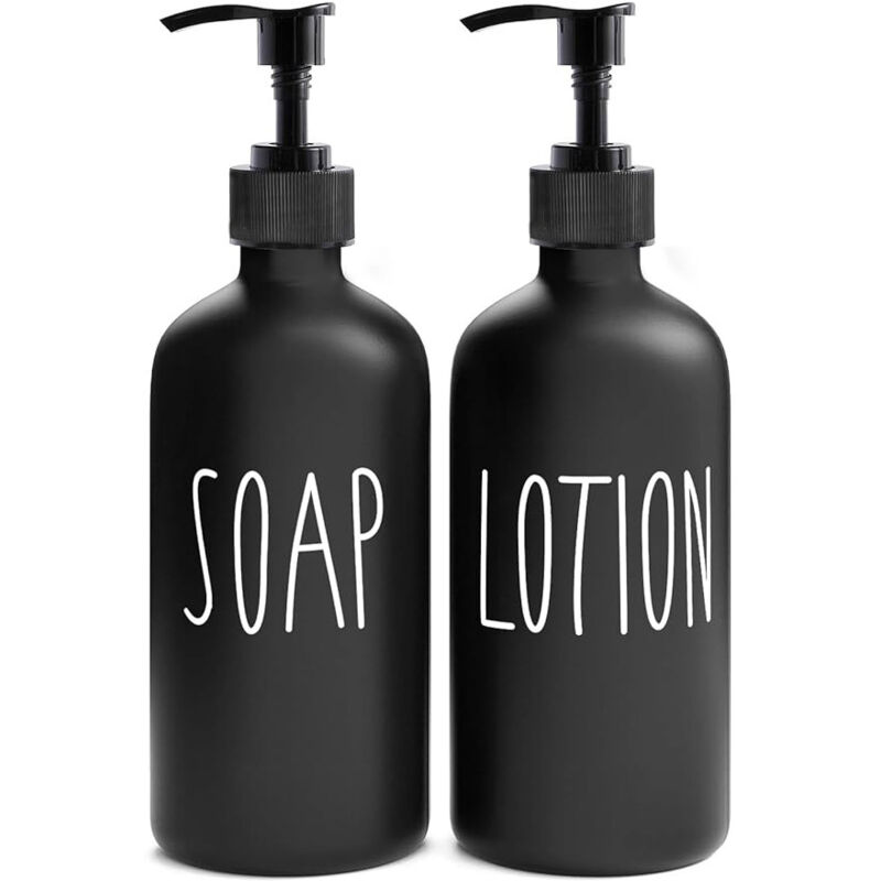 Set Aus 2 Schwarzen Glas-spendern Für Bad Und Dusche