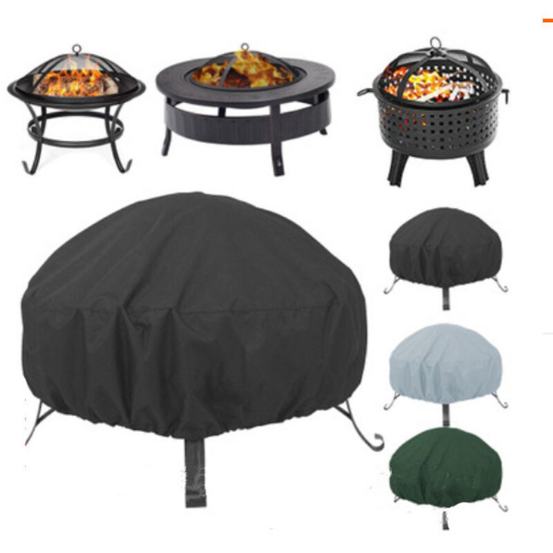 Gartenfeuerstelle 122x46cm - Runde Abdeckung Für Terrassen-feuerstelle - Wasserdicht - Winddicht - Uv-beständig - Schwarz - Für Innen- Und Außenmöbel