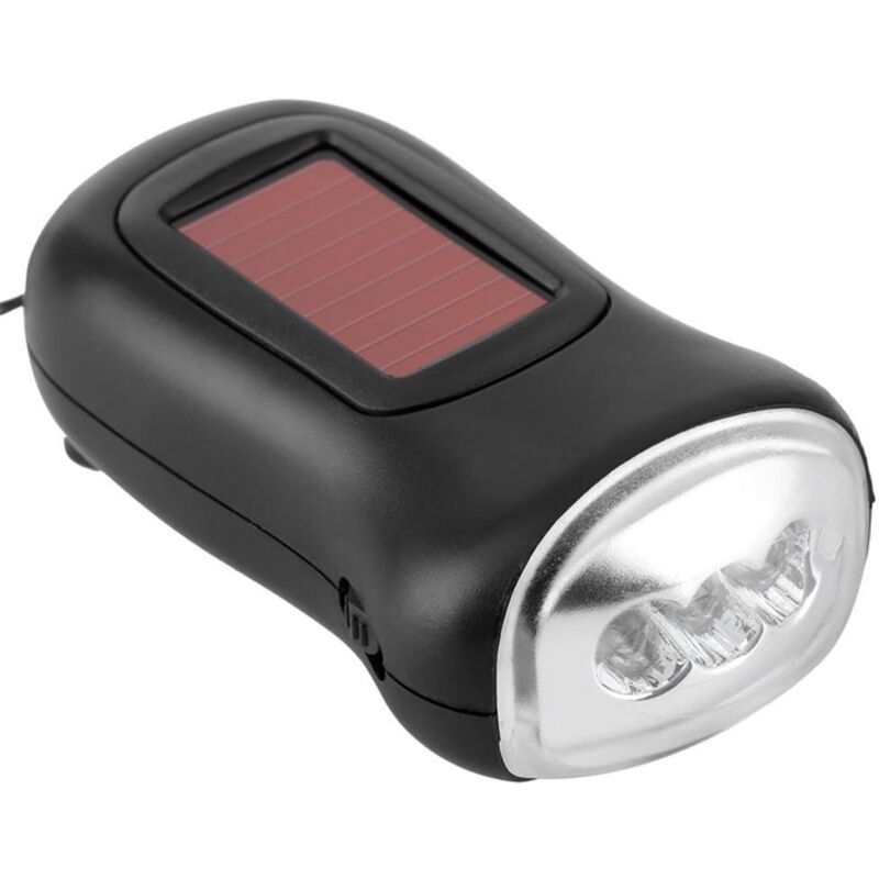 Tragbare Notfall-taschenlampe, Kurbel-taschenlampe, Schwarz, Kunststoff