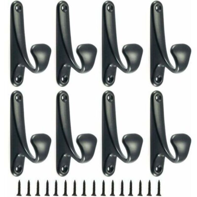 8 Stück Metall-garderobenhaken, Wandhaken Mit Montageschrauben, Einfache Haken Für Badezimmer, Küche, Schlafzimmer, Eingangsbereich (schwarz)