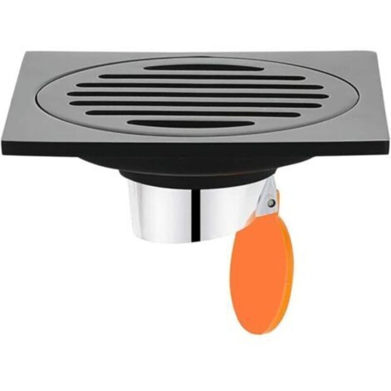 Quadratischer Duschablauf Aus Edelstahl, Geruchsneutraler Bodenablauf Für Badezimmer, Quadratisch 100 Mm, Schwarz