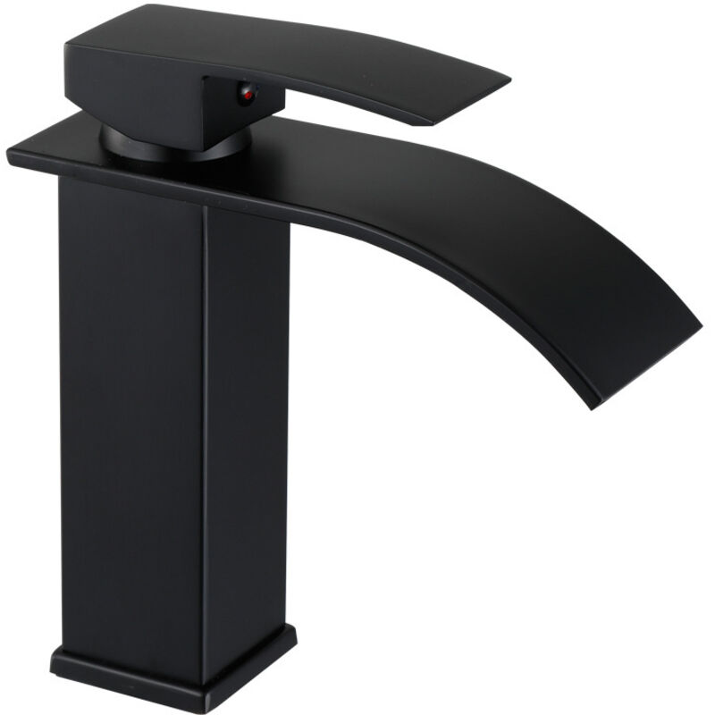 Moderne Waschtischarmatur Mit Elegantem Design, Schwarzer Wasserfall-wasserhahn - Einloch-mischbatterie Für Die Aufbaumontage Mit Keramikkartusche