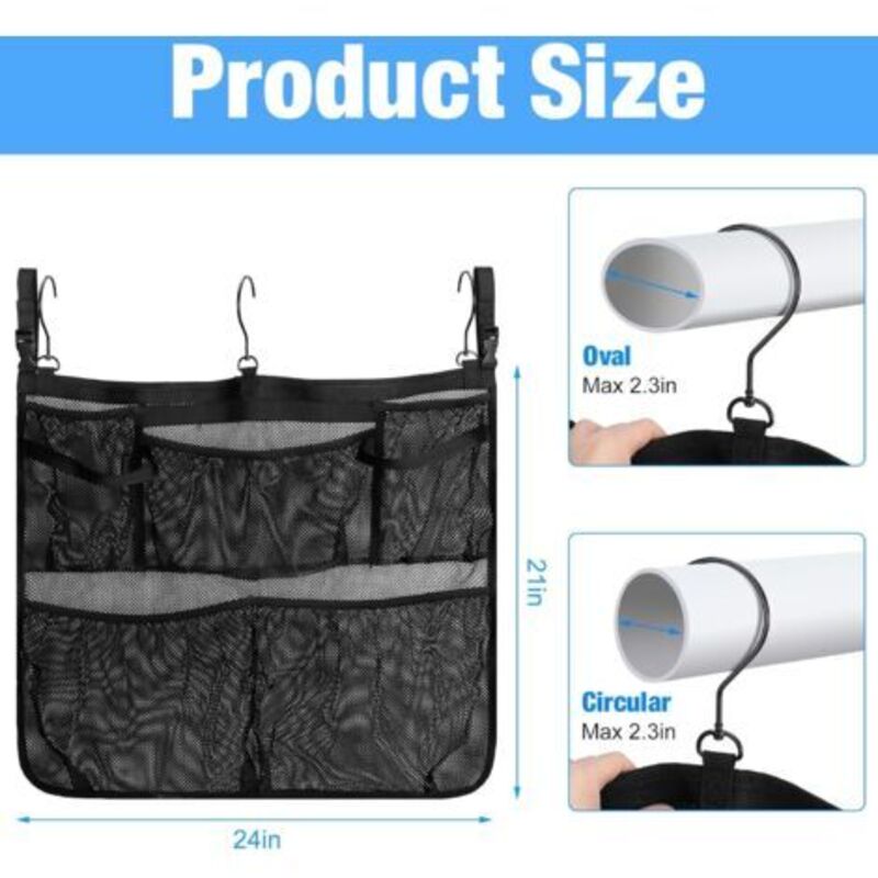 Aufbewahrungskorb Für Pool, Aufbewahrungstasche Mit Haken Und 5 Taschen, Zubehör Für Aufstellpools, Schwarz, Poolrand-aufbewahrungskorb Für Aufstellpools Und Badezimmer