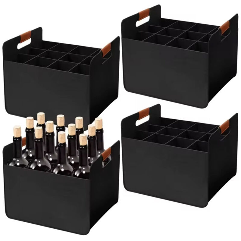 Weinregal, 2 Stück – Fasst 12 Flaschen – Filz – Klappbar – Schwarz