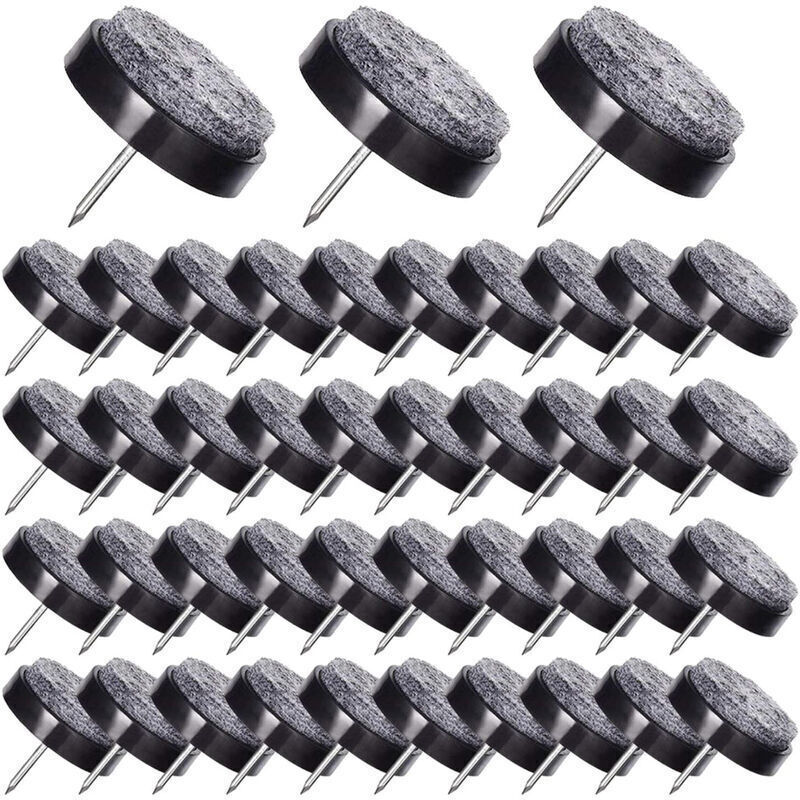 50 Stück Stuhlgleiter Zum Nageln, 24 Mm Filzgleiter Für Stühle, Schwarz, Zum Schutz Der Möbelfüße