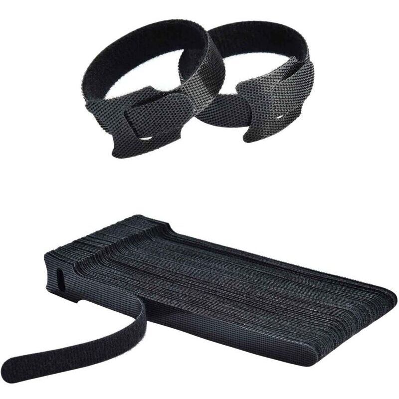 50 Stück Klett-kabelbinder, Wiederverwendbare Kabelmanagement-bänder, Leicht Zuschneidbar Zum Befestigen Von Kabeln, Schwarz, 150mm X 12mm