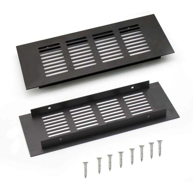 2 Stück Aluminium-einbaulüftungsgitter, 200 Mm Eckiges Lüftungsgitter Für Die Belüftung Von Schränken Und Schlafzimmern (schwarz)
