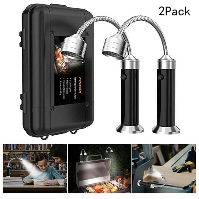 2er-set Flexible Led-arbeitsleuchten, 360° Drehbar, Aluminium, Schwarz