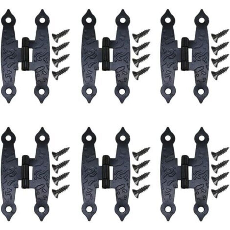 Scharnier Für Möbel, 10 Stück Antike Schwarze Schranktür-gepäckscharniere Mit Metallenen Blumenschrauben, Hardware, 6533mm