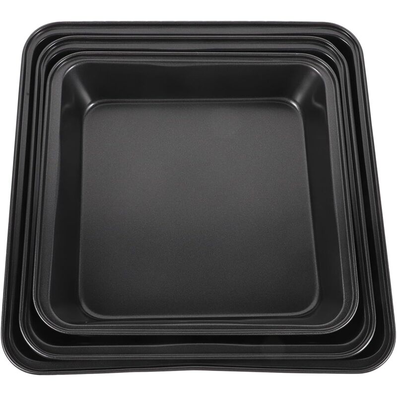Drei Quadratische Backformen: 8,85 Zoll, 9,64 Zoll Und 10,82 Zoll, Schwarz.