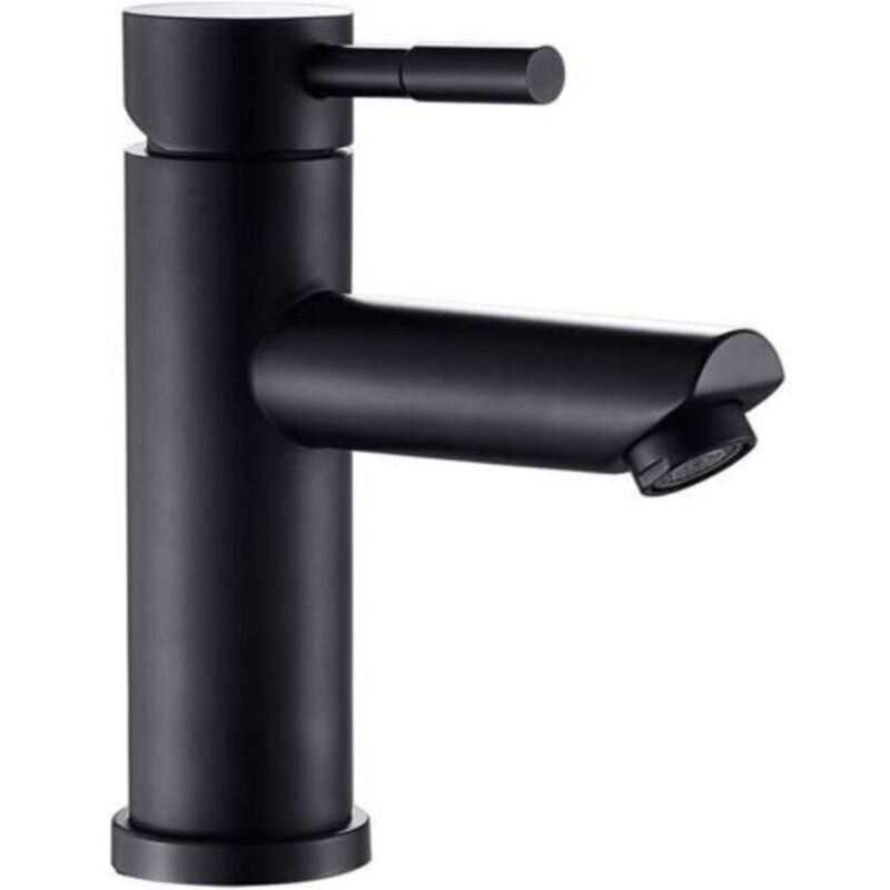 Schwarzer Badezimmer-wasserhahn, Einhebelmischer Aus Edelstahl Für Waschbecken, Runder Auslauf, Einstellbar Für Warm- Und Kaltwasser