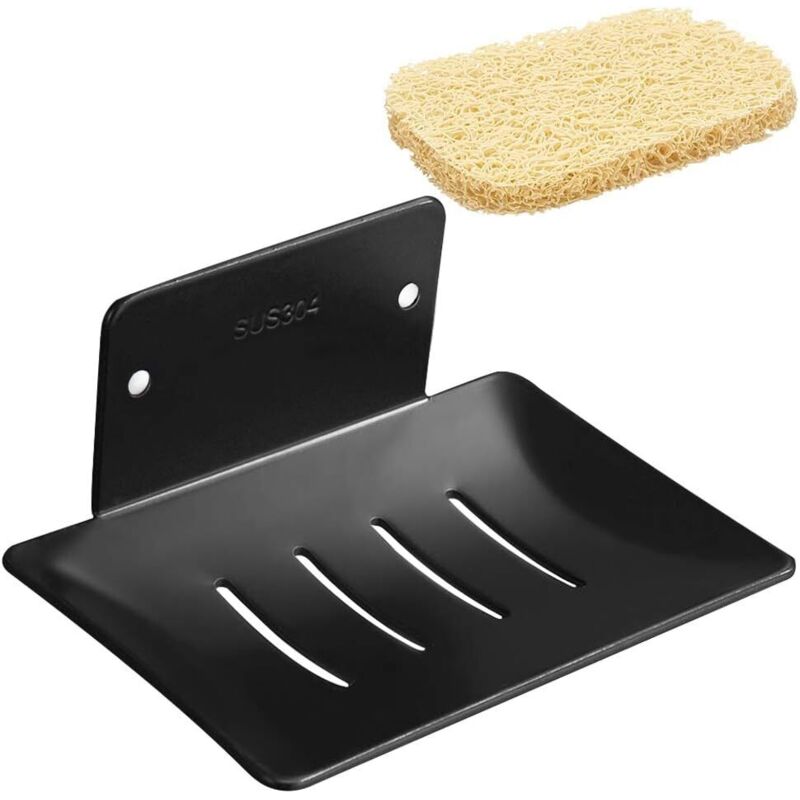 Seifenspender Für Dusche, Selbstklebend & Wandmontiert Aus Edelstahl Mit Seifensparer, Halterung Für Seifenablage Ohne Bohren Für Dusche Küche Bad, Schwarz
