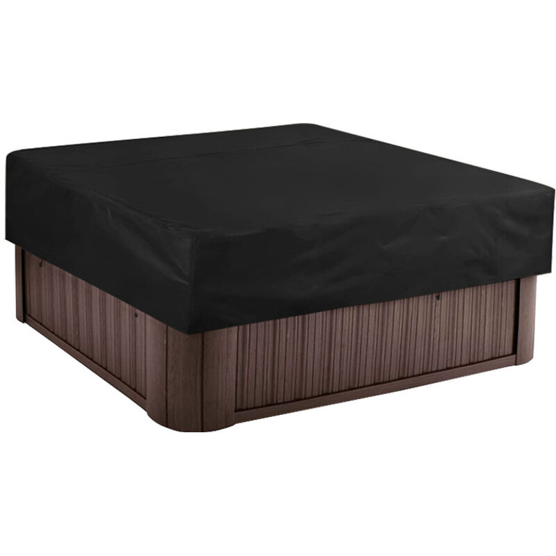 Abdeckung Für Außen-whirlpool, Quadratische Whirlpool-abdeckung, Wasserdichte Abdeckung Aus 190t-polyestergewebe, Staubdicht Und Uv-beständig, Schwarz, 220x220x90 Cm