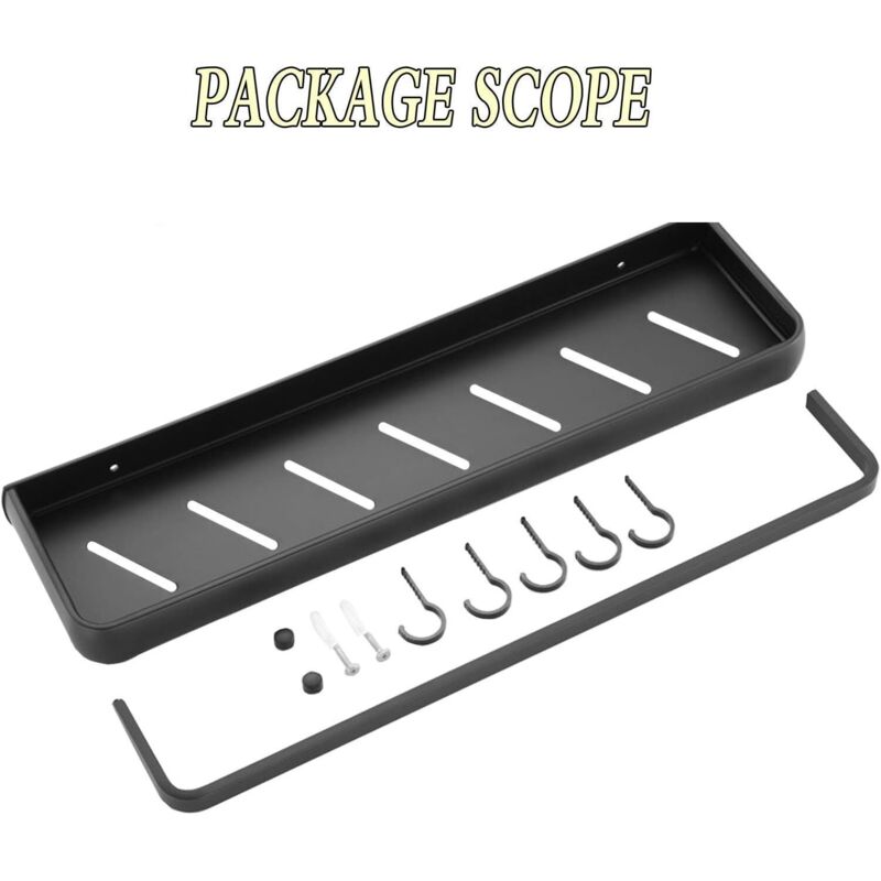 Handtuchhalter, Quadratisches Regal Für Badezimmer Mit Handtuchstange, Wandmontage, Massives Aluminiumlegierung Mit Matter Schwarzer Oberfläche, Schwarz, 60 Cm
