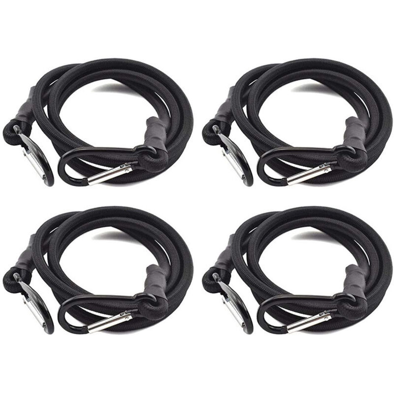 Elastische Seile, Elastische Seile Mit Haken, 4 Stück Schwarze Elastische Seile, Elastisches Seil Mit Haken Für Gepäckträger (1 M)