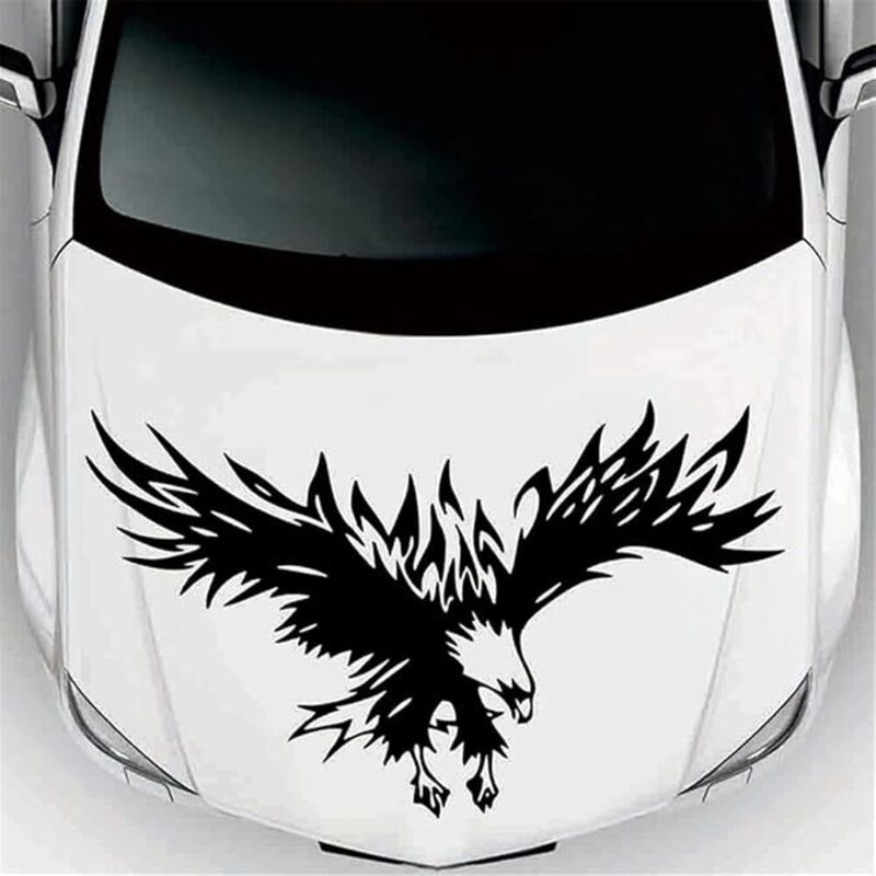 2pcs Autohauben-aufkleber, Kreativer Persönlichkeits-adler-aufkleber, Wasserdichter Autohauben-aufkleber, Dekorationsaufkleber Im Autostil Für Zuhause, Schwarz