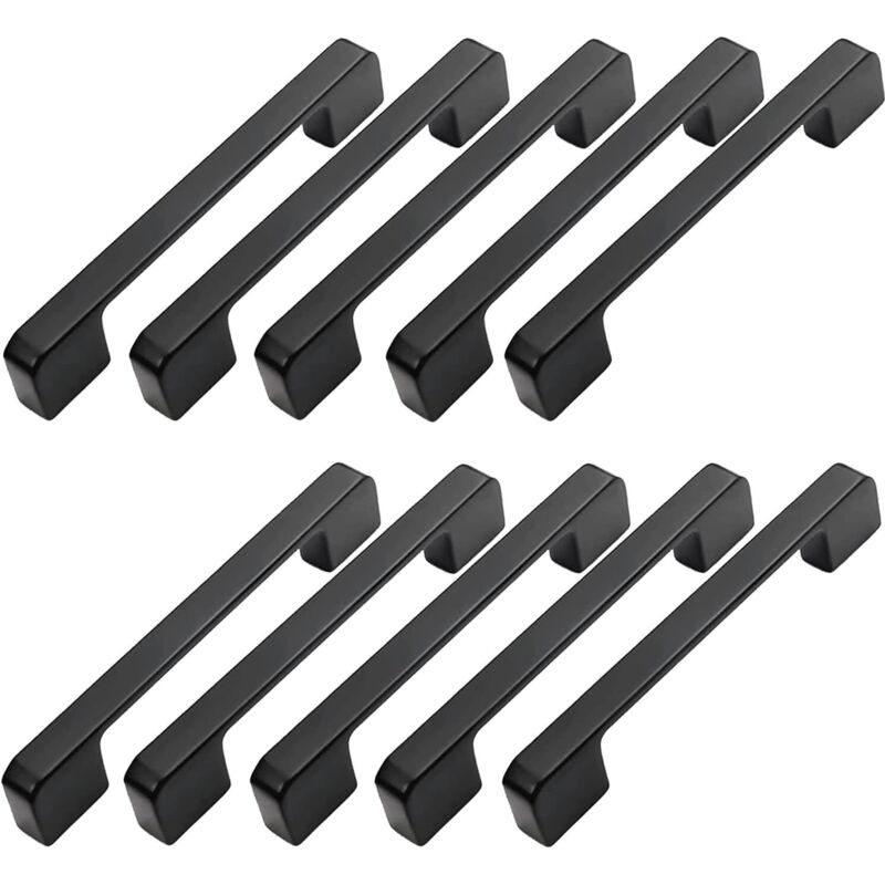 10 Möbelgriffe, Lochabstand 96 Mm – Schwarze Griffe Für Küchenschränktüren, Stangengriffe, Schwarze Küchengriffe, 96 Mm