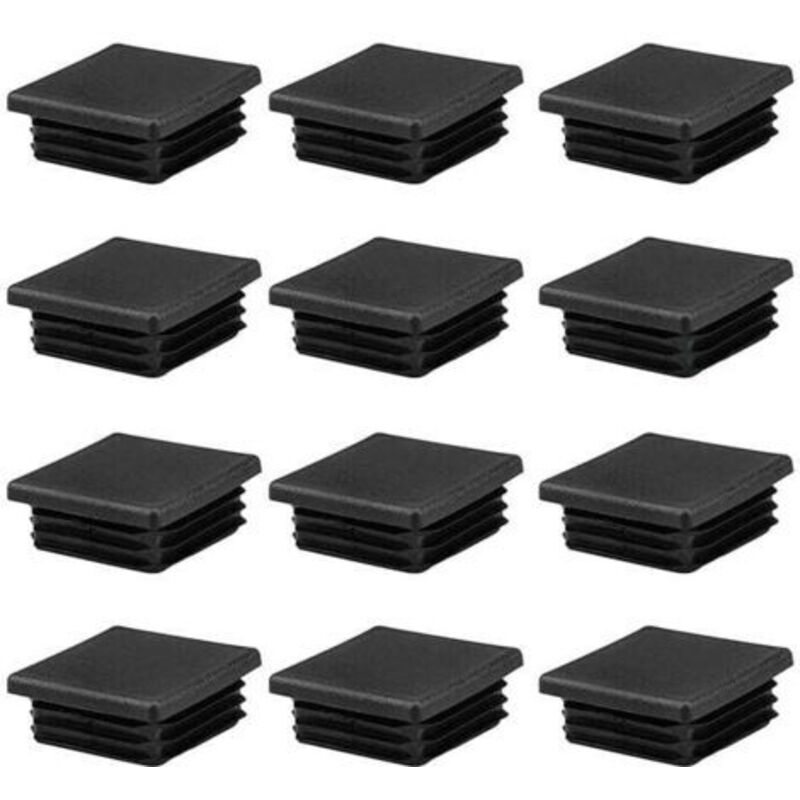 Satz Von 12 Quadratischen Kunststoff-rohrabdeckungen In Schwarz, 50 X 50 Mm, Für Metallrohre, Stühle, Sofas Und Tische