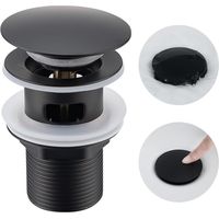 Universeller Ablaufstopfen Mit Pop-up-mechanismus Für Waschbecken Und Lavabo - Schwarz, Messing (schwarz Mit Überlaufloch)