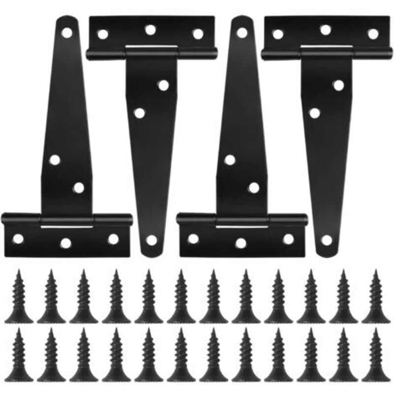 Schwarze T-scharniere Für Türen - 4er-pack (4 Zoll) Mit Schrauben
