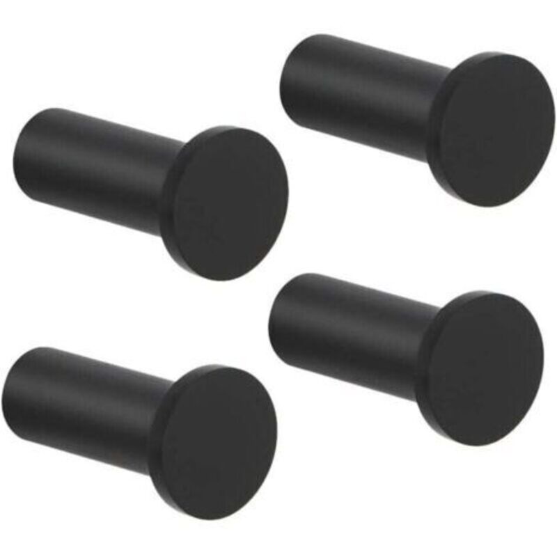 4er-set Runde Wandhaken Zum Schrauben, Robuste Handtuchhalter Aus Edelstahl Für Badezimmer, Schlafzimmer, Küche Und Eingangsbereich, 16 X 35 Mm, Schwarz