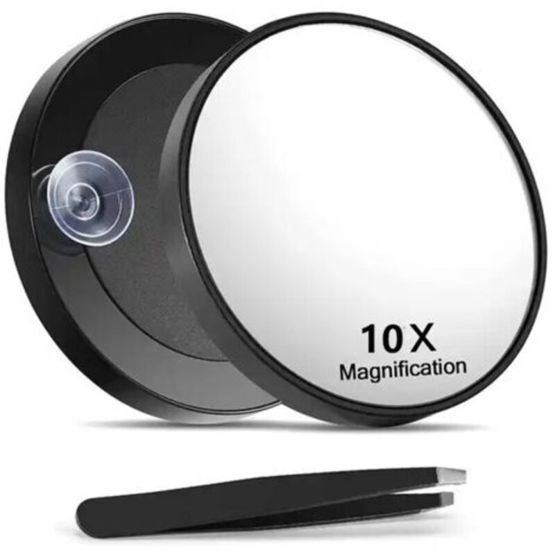 10x Vergrößerungsspiegel, 10x Vergrößerungsspiegel Mit Saugnapf Und Pinzette, Als Vergrößernder Schminkspiegel, 8,9 Cm Taschenspiegel Für Augen-make-up